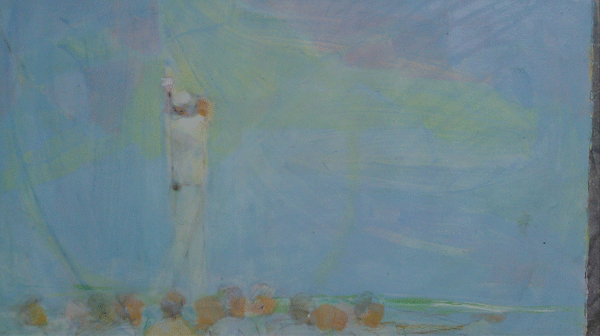 Artwork featuring the Statue of Liberty, prominently displayed with a flag in the background.