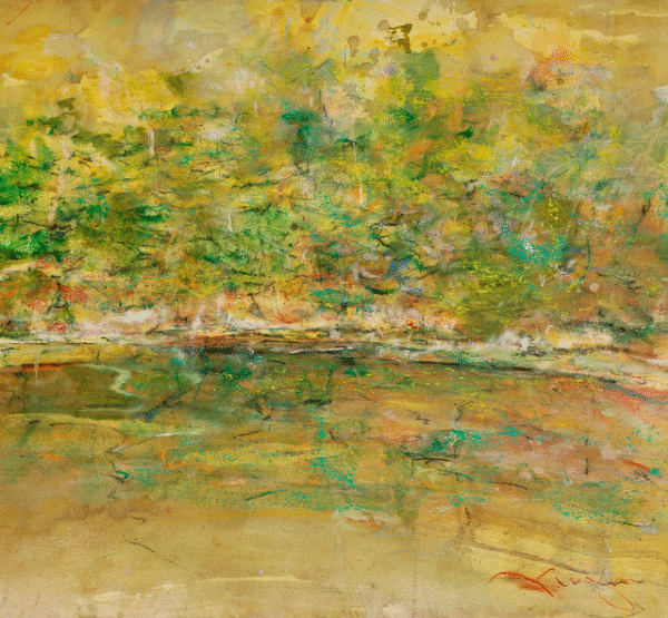 Forrest Lake, Morning original watercolor30x22 Maine available mixed media 34x28 $900.