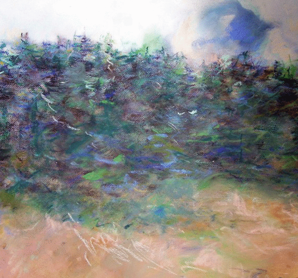 original watercolor pastel 22x30 forest edge $1,800