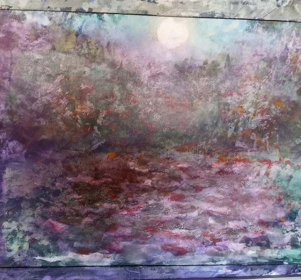 22x30 water color wax color mountain