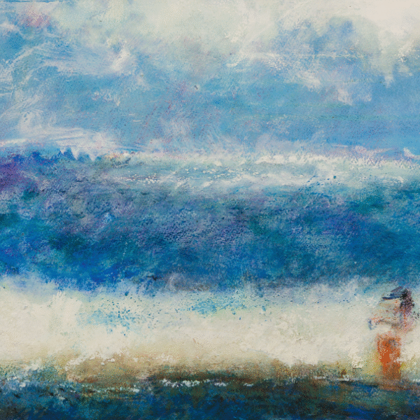 Child & Sea original pastel watercolor $2,000 mixed media 34 X 28