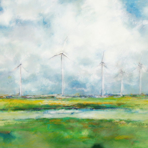 Windfarm watercolor pastel (2)