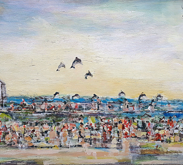 one of six four ft by eight ft wood panels for a Childrens Park