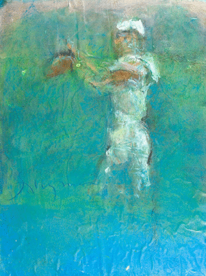 original pastel painting 2230' dolphin miami quarterback