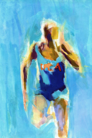 runner sprint original watercolor painting 2230'