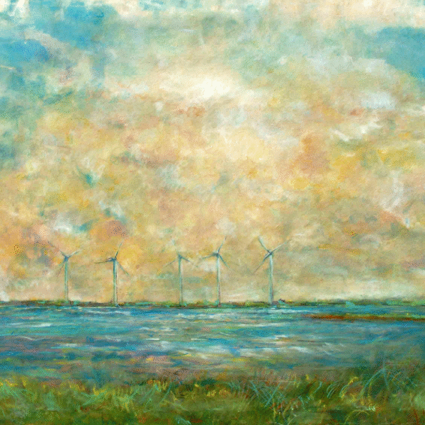 windfarm brigantine NJoriginal pastel watercolor $5,000